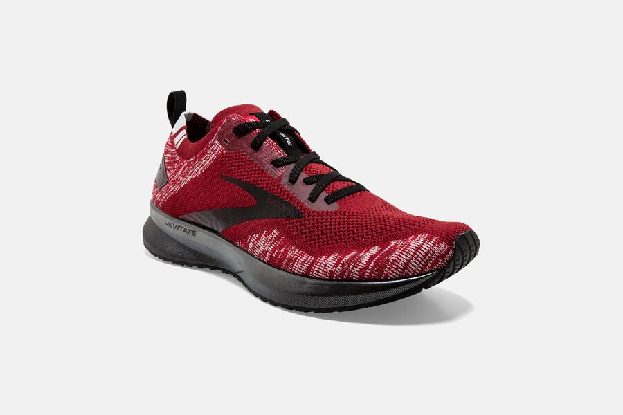 Brooks Levitate 4 Road Running Shoes Mens - Red/Grey/Black - RIAVH-3759